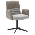 ARMLEHNSTUHL  Lederauswahl, Stoffauswahl, inklusive Armlehnen, Sitzfläche 180° drehbar Flachgewebe Echtleder  - Hellgrau/Schwarz, Design, Leder/Textil (64/93/69cm) - Dieter Knoll