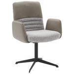 ARMLEHNSTUHL  Lederauswahl, Stoffauswahl, inklusive Armlehnen, Sitzfläche 180° drehbar Flachgewebe Echtleder  - Hellgrau/Schwarz, Design, Leder/Textil (64/93/69cm) - Dieter Knoll