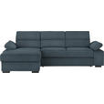 ECKSOFA in Webstoff Blau  166/258 cm  - Blau/Dunkelbraun, KONVENTIONELL, Kunststoff/Textil (166/258cm) - Cantus