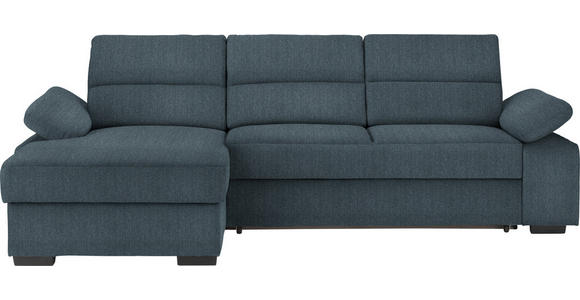 ECKSOFA in Webstoff Blau  166/258 cm  - Blau/Dunkelbraun, KONVENTIONELL, Kunststoff/Textil (166/258cm) - Cantus