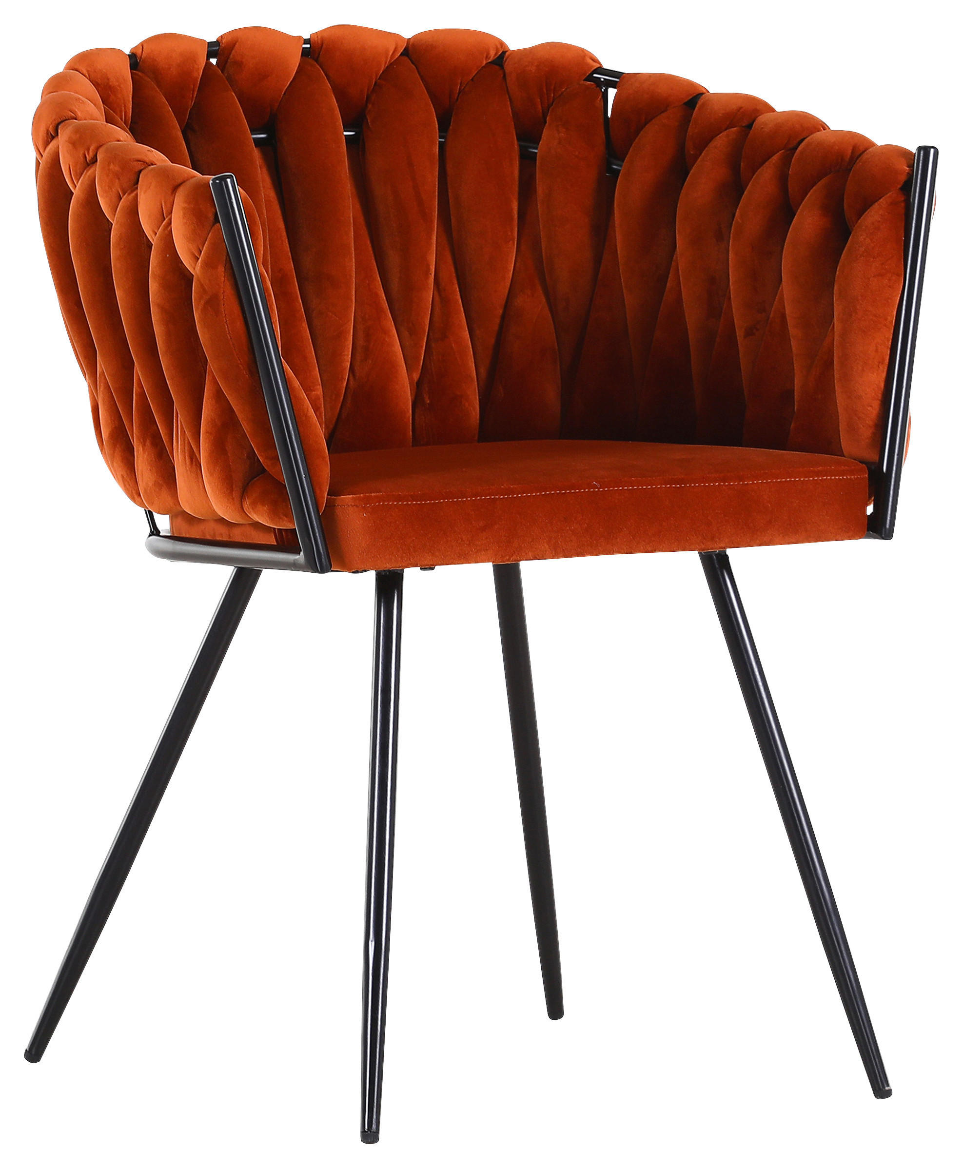 ARMLEHNSTUHL  in Aluminium Velours  - Schwarz/Orange, LIFESTYLE, Textil/Metall (60/78/55cm) - Landscape