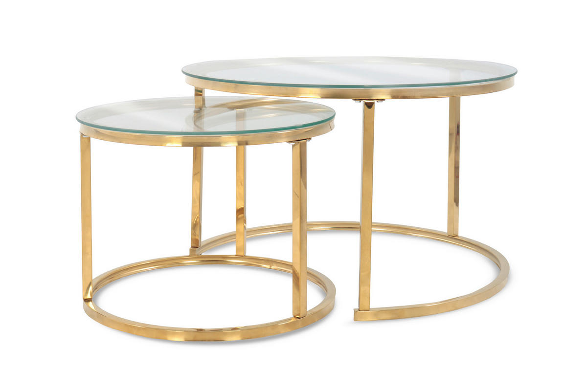 SET KLUB STOLIĆA višebojno, bijela, zlatne boje, prozirno  metal, staklo  - bijela/višebojno, Design, staklo/metal (50-70/50-70/38-45cm) - MID.YOU