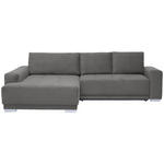 ECKSOFA inkl. Funktionen Grau Flachgewebe  - Silberfarben/Grau, Design, Holz/Textil (195/293cm) - Cantus