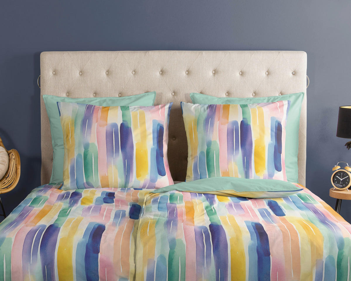 WENDEBETTWÄSCHE 2-teilig Good Morning Renforcé 140/200 cm  - Blau/Gelb, Basics, Textil (140/200cm)