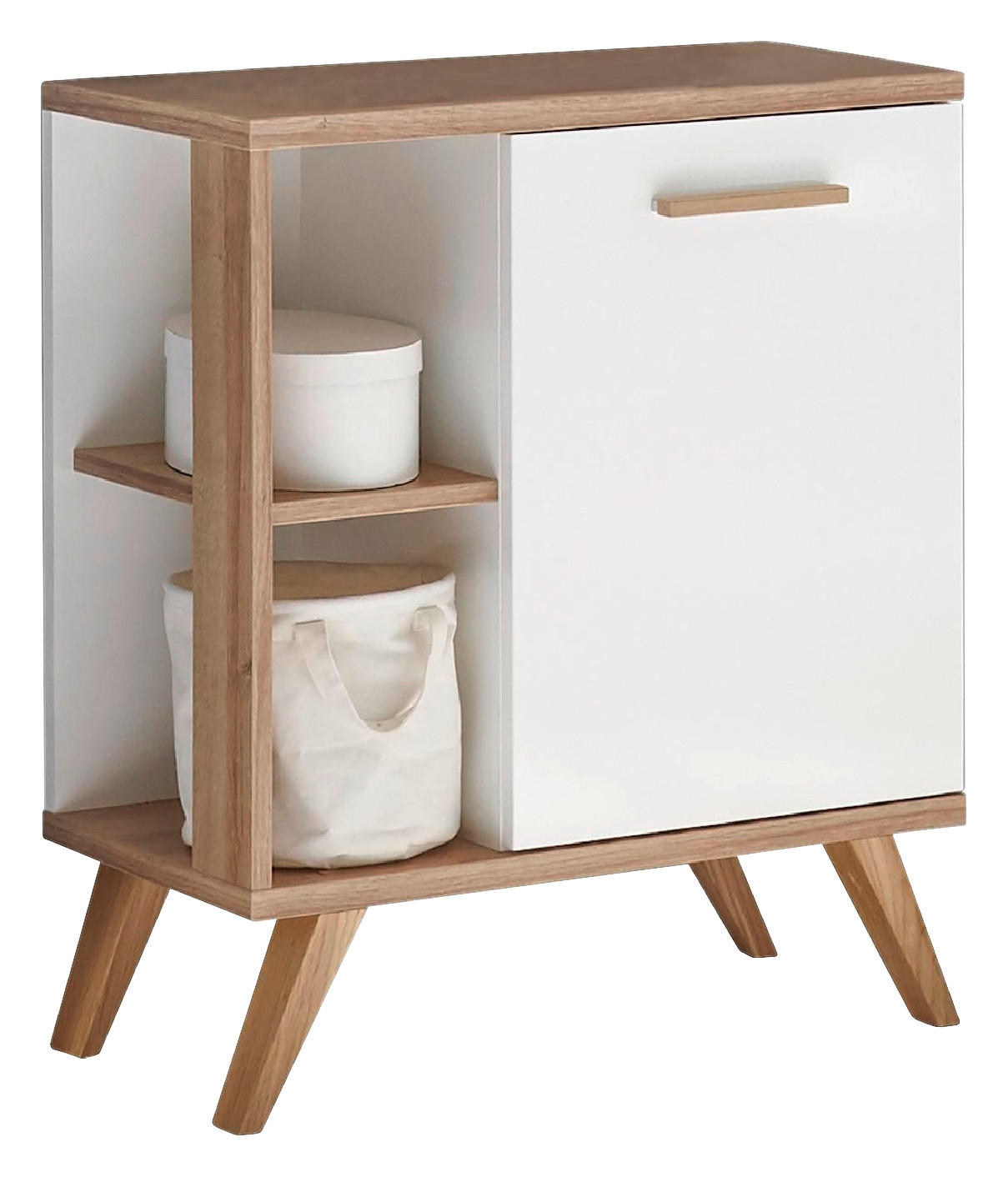 Xora Waschbeckenunterschrank Noventa Weiß, Eiche 60.5x65.0x33.0 cm