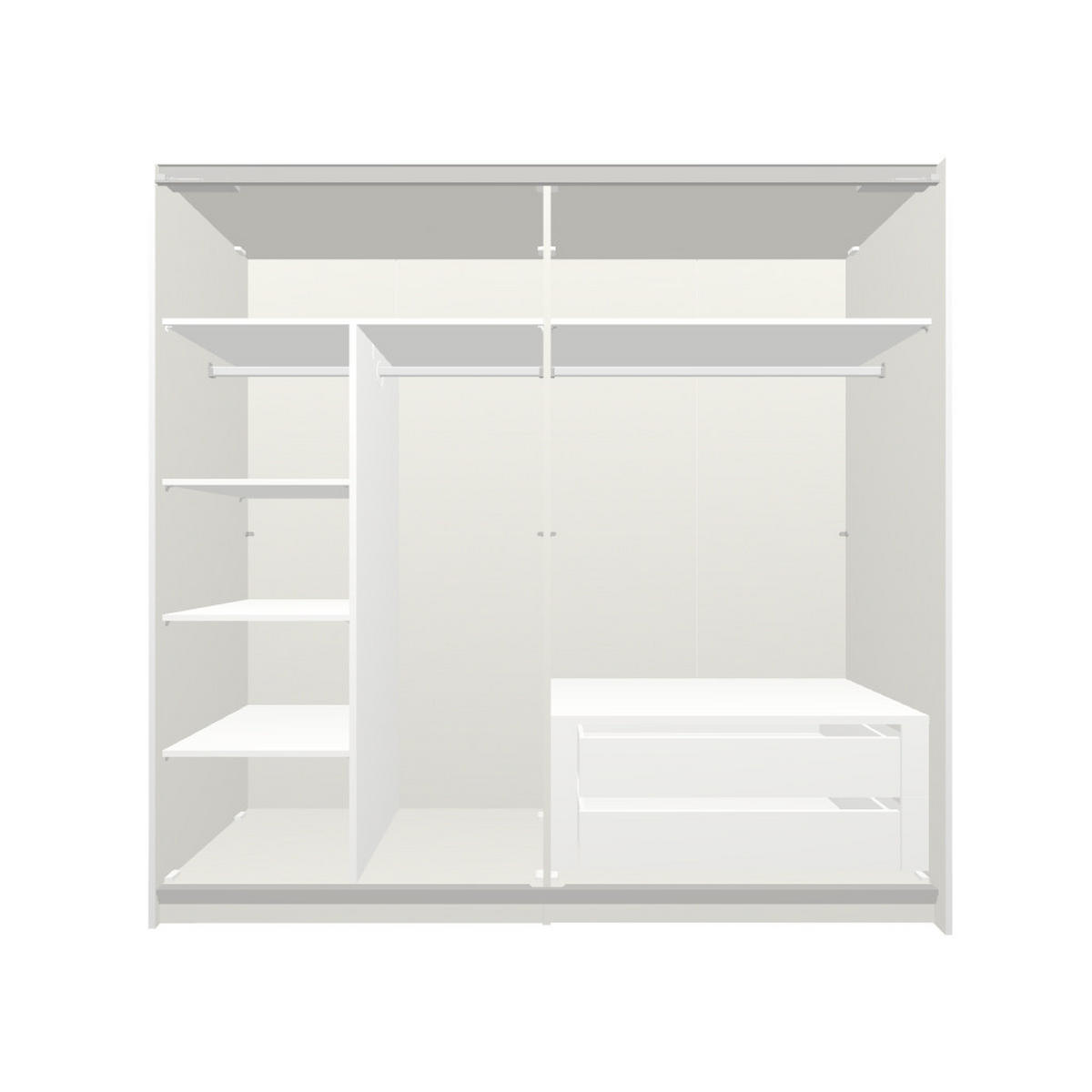 SCHWEBETÜRENSCHRANK  in Weiß  - Edelstahlfarben/Weiß, Design, Glas/Holzwerkstoff (203/195/65cm) - Boxxx