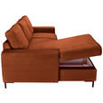 ECKSOFA Rostfarben Cord  - Rostfarben/Schwarz, KONVENTIONELL, Textil/Metall (150/240cm) - Carryhome