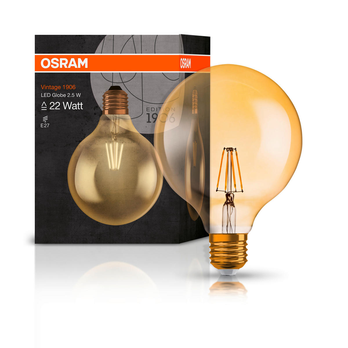 LED-LEUCHTMITTEL   E27 2,5 W 220 lm  - Goldfarben, Basics, Glas (12,4/16,8cm) - Osram