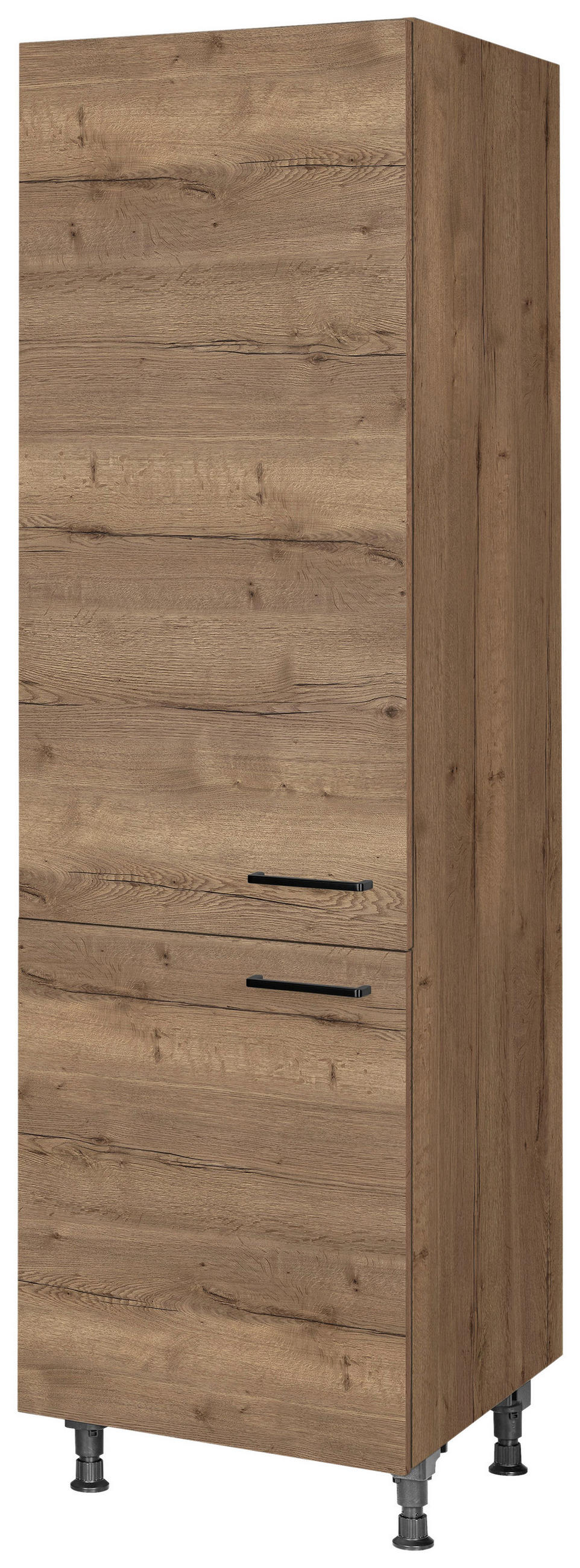 GESCHIRRSCHRANK 60/216,6/58 cm  in Eiche dunkel  - Eiche dunkel/Schwarz, MODERN, Holzwerkstoff/Metall (60/216,6/58cm) - Nobilia