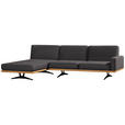 ECKSOFA in Flachgewebe Grau  - Schwarz/Grau, Natur, Holz/Textil (170/326cm) - Valnatura