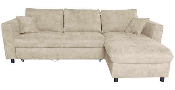ECKSOFA Naturfarben Flachgewebe - Schwarz/Naturfarben, KONVENTIONELL, Textil/Metall (252/162cm) - Carryhome