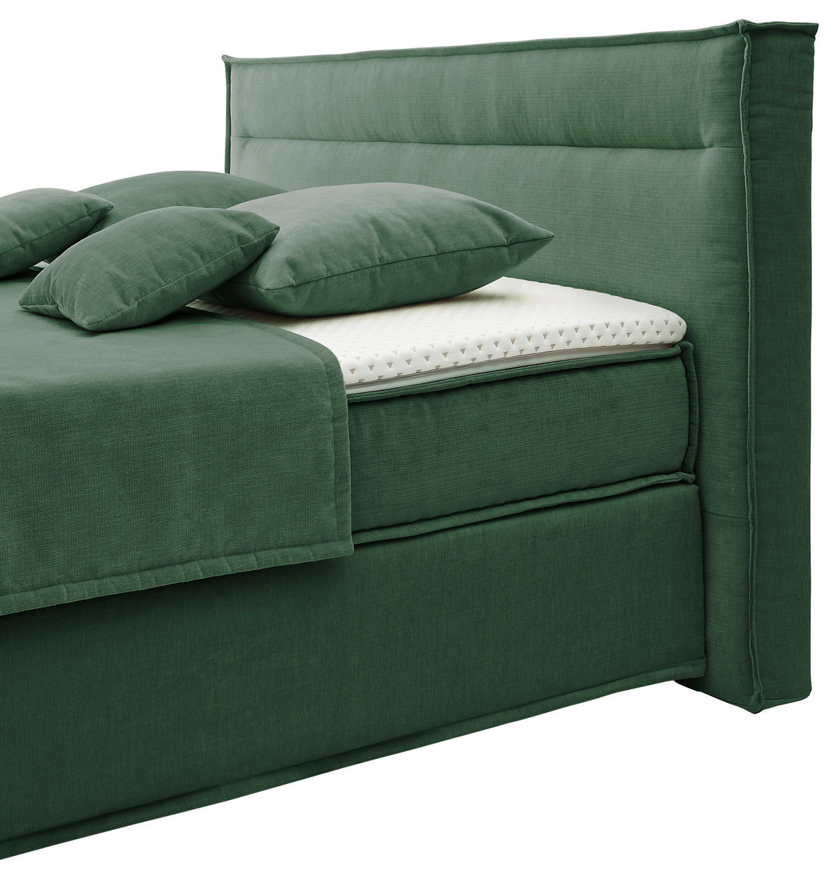 BOXSPRINGBETT 180/200 cm  in Dunkelgrün  - Dunkelgrün/Schwarz, Design, Textil (180/200cm) - Musterring