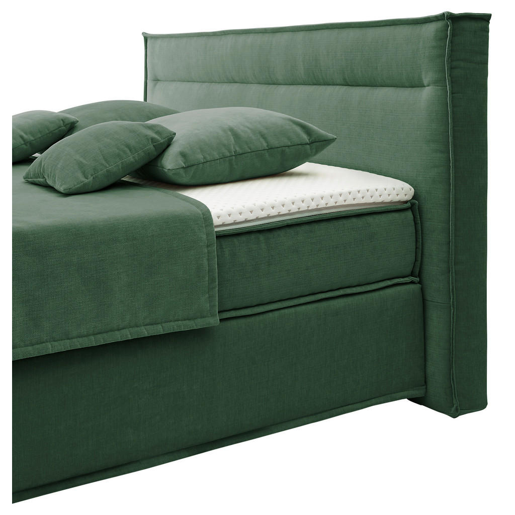 Thumbnail - Musterring Boxspringbett, Dunkelgrün, Textil, H3 + H4, 7-Zonen, Höhe ca. 22 cm, 200x200 cm, Dgm, Stoffauswahl, Schlafzim...