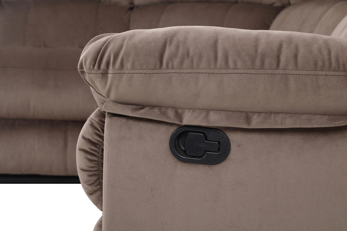 ECKSOFA Eckteil  Braun Samt  - Schwarz/Braun, KONVENTIONELL, Kunststoff/Textil (253/100/253cm) - P & B