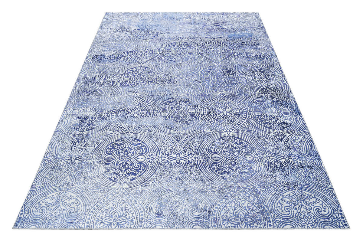 WEBTEPPICH 130/190 cm Grace Blau, Silberfarben  - Blau/Silberfarben, Design, Textil (130/190cm) - Novel