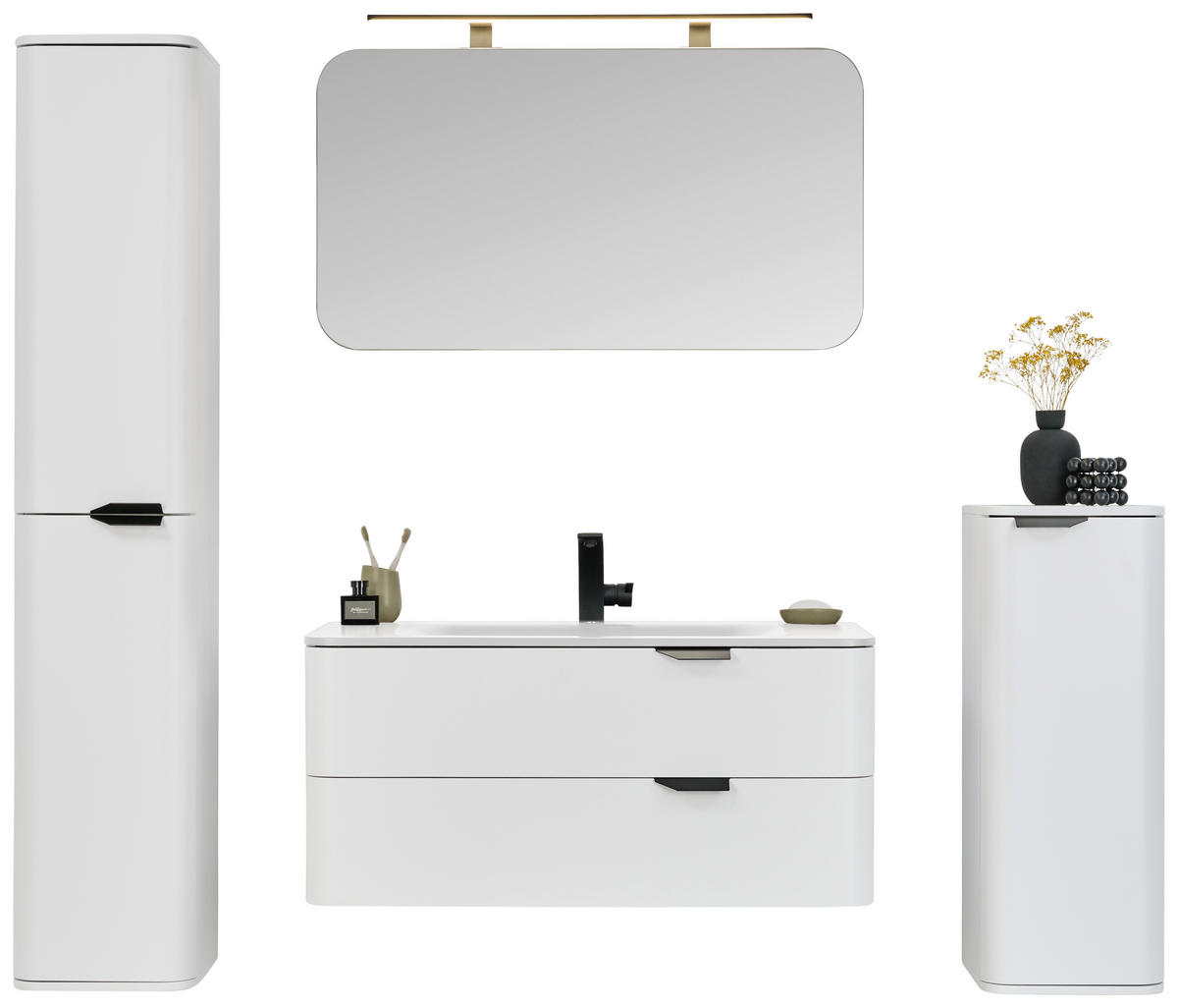WASCHTISCHKOMBI 100 cm  - Weiss/Schwarz, Design, Holzwerkstoff/Stein (100cm) - home24