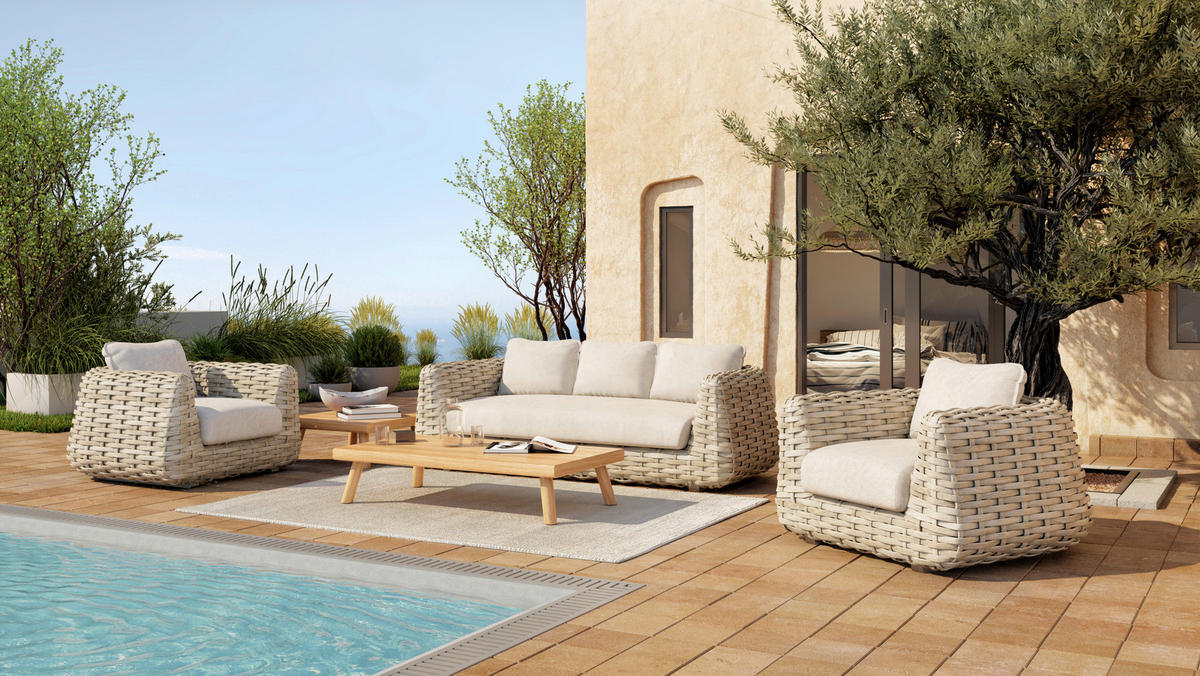 LOUNGETISCH  - Creme/Teakfarben, Basics, Holz/Kunststoff (50/50/40cm) - Tierra Outdoor