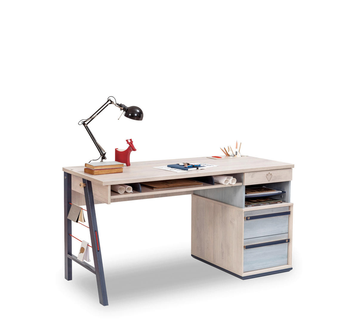 Masă De Birou Pentru Tineret, material pe bază de lemn - albastru deschis/bej, Basics, material pe bază de lemn (141/76/64cm) - Cilek