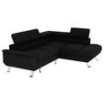 ECKSOFA Schwarz Struktur  - Silberfarben/Schwarz, KONVENTIONELL, Textil/Metall (268/207cm) - Carryhome