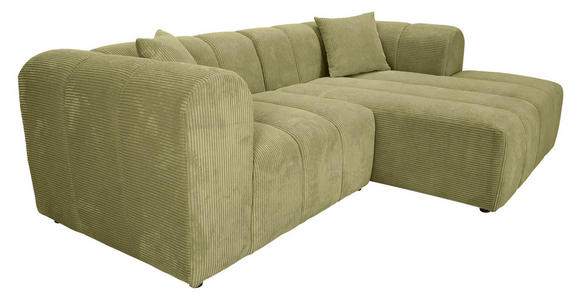 ECKSOFA Hellgrün Cord Zierkissen, Rücken echt  - Schwarz/Hellgrün, KONVENTIONELL, Kunststoff/Textil (250/162cm) - Carryhome