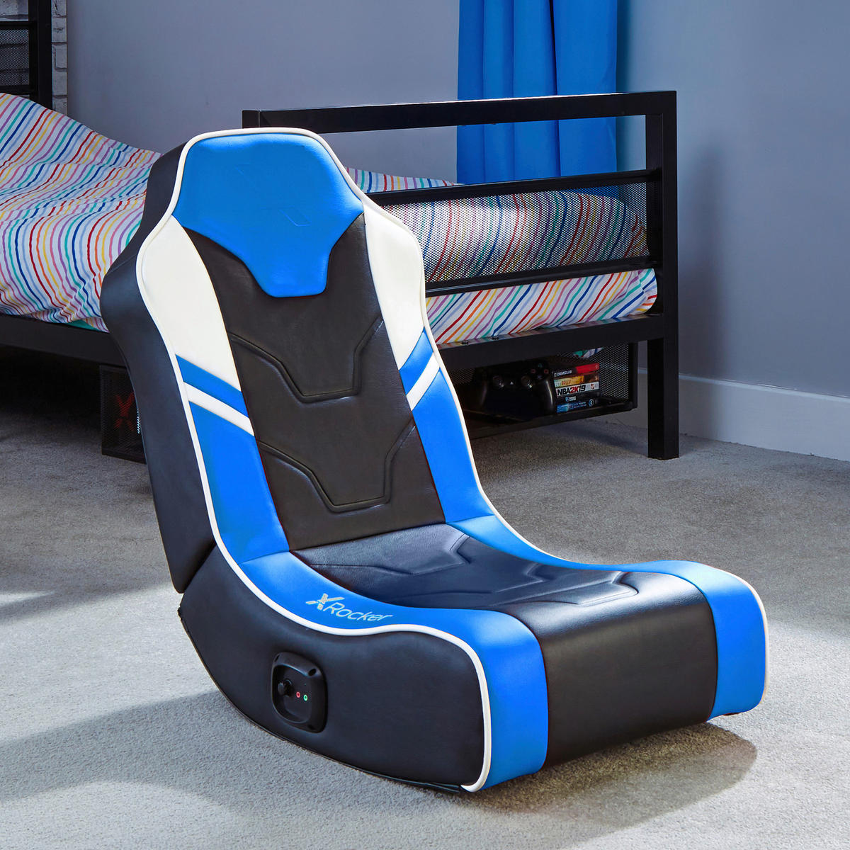 GAMINGSESSEL Blau Textil   - Blau, MODERN, Textil (42/64/75cm) - X Rocker