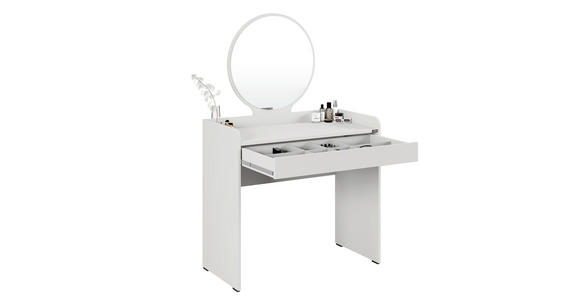 SCHMINKTISCH 90/47/142 cm, Weiß  - Weiß, Design, Glas/Holzwerkstoff (90/47/142cm) - Carryhome