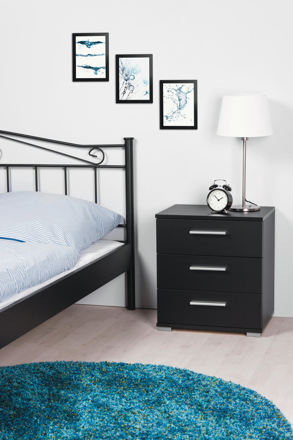 NOĆNI ORMARIĆ crna   - crna/boje aluminija, Konvencionalno, drvni materijal/plastika (45/50/34cm) - Ti'me