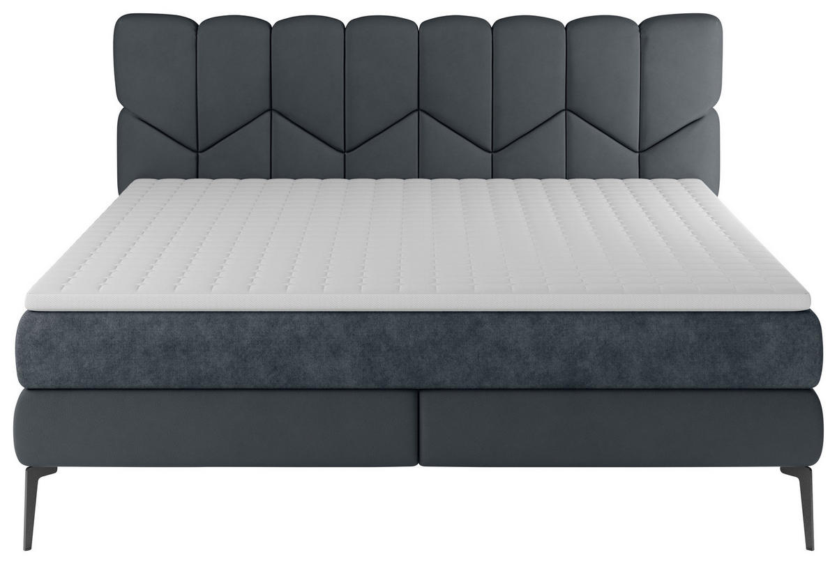 BOXSPRINGBETT 160/200 cm  in Anthrazit, Graphitfarben  - Anthrazit/Schwarz, Design, Leder/Textil (160/200cm) - Esposa