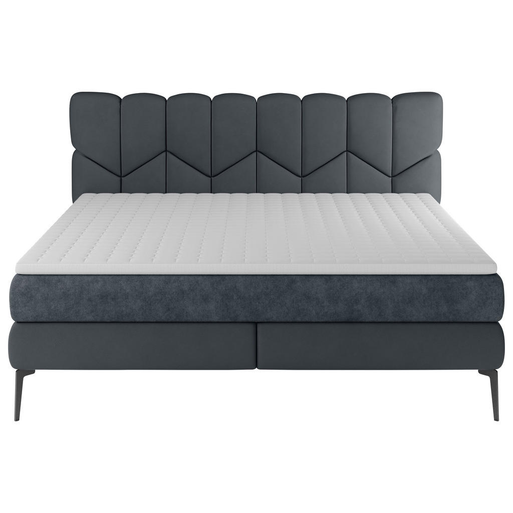 Thumbnail - Esposa Boxspringbett, Anthrazit, Graphit, Textil, Kombination Echtleder/Stoff,Echtleder, Rindleder, H2 + H3, 7-Zonen, Hö...
