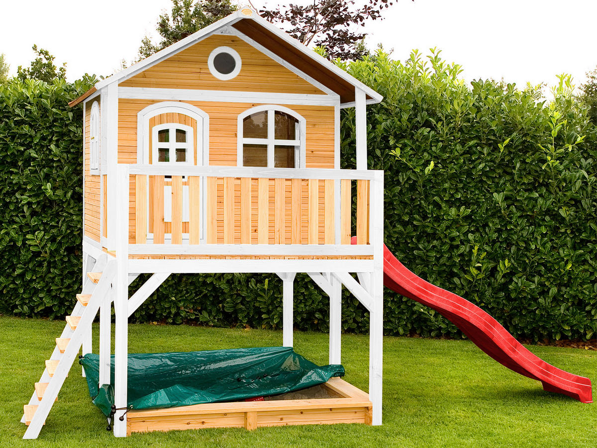 SPIELHAUS 432/293/212 cm  - Weiss/Rot, Konventionell, Holz (432/293/212cm)