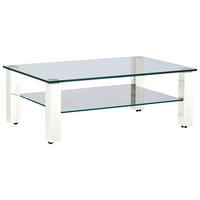 COUCHTISCH in Metall, Glas 110/70/42,5 cm  - Weiss, Design, Glas/Kunststoff (110/70/42,5cm)