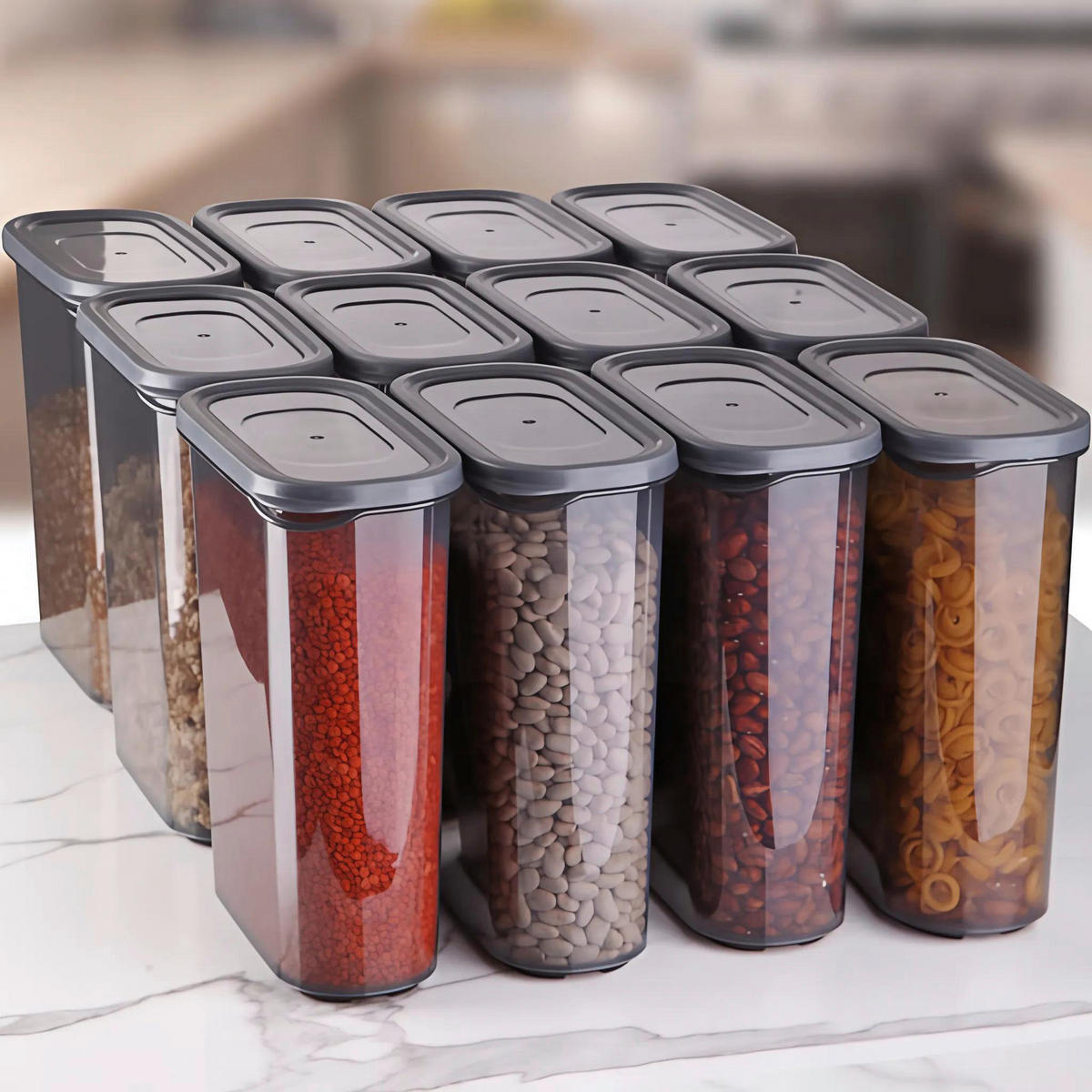 VORRATSDOSENSET 12-teilig  - Anthrazit, Basics, Kunststoff (17/21/8cm) - P & B