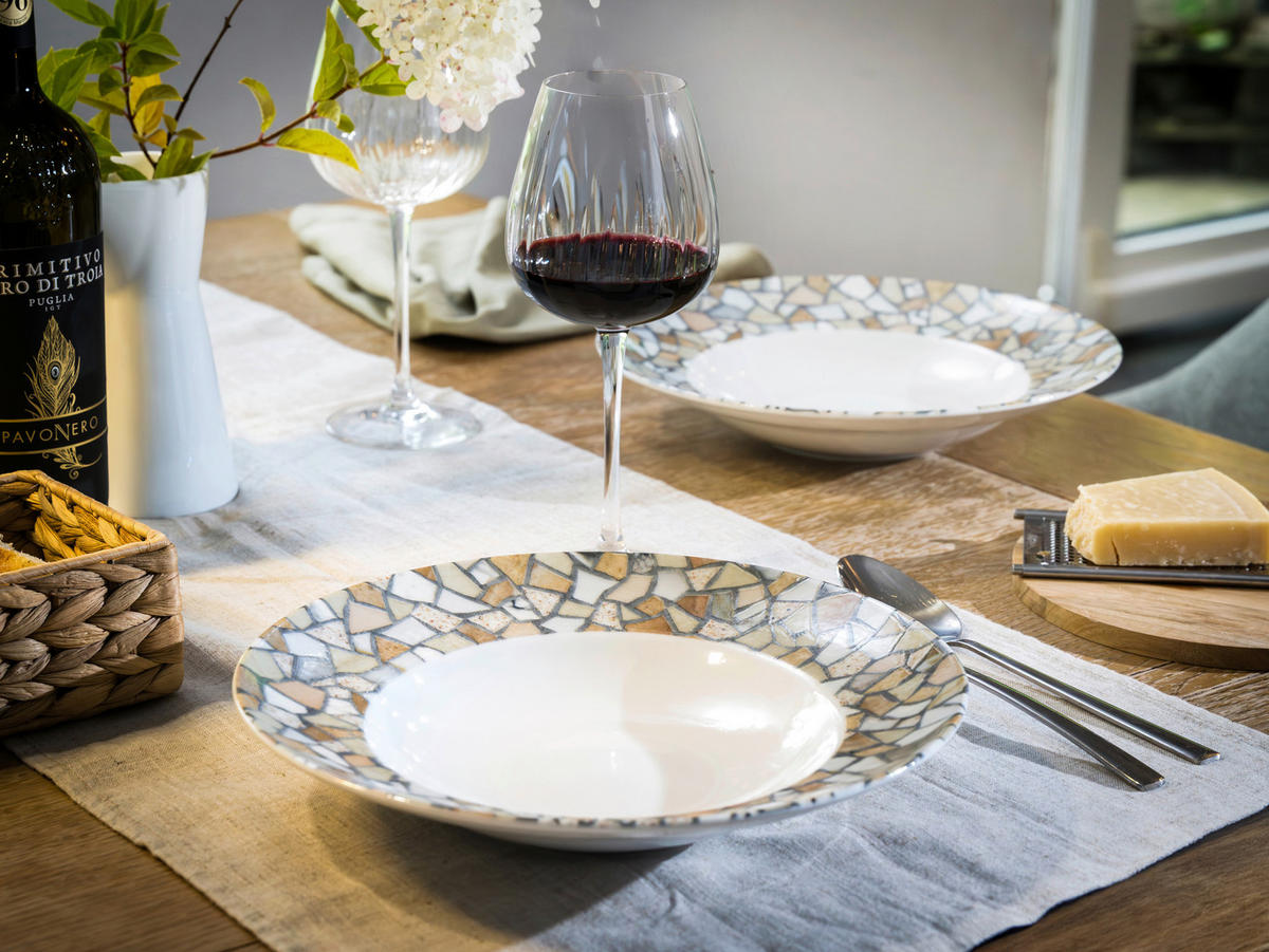 PASTATELLER Weiß, Beige Stone Collection Siena 4-teilig  - Beige/Weiß, Basics, Keramik - Creatable