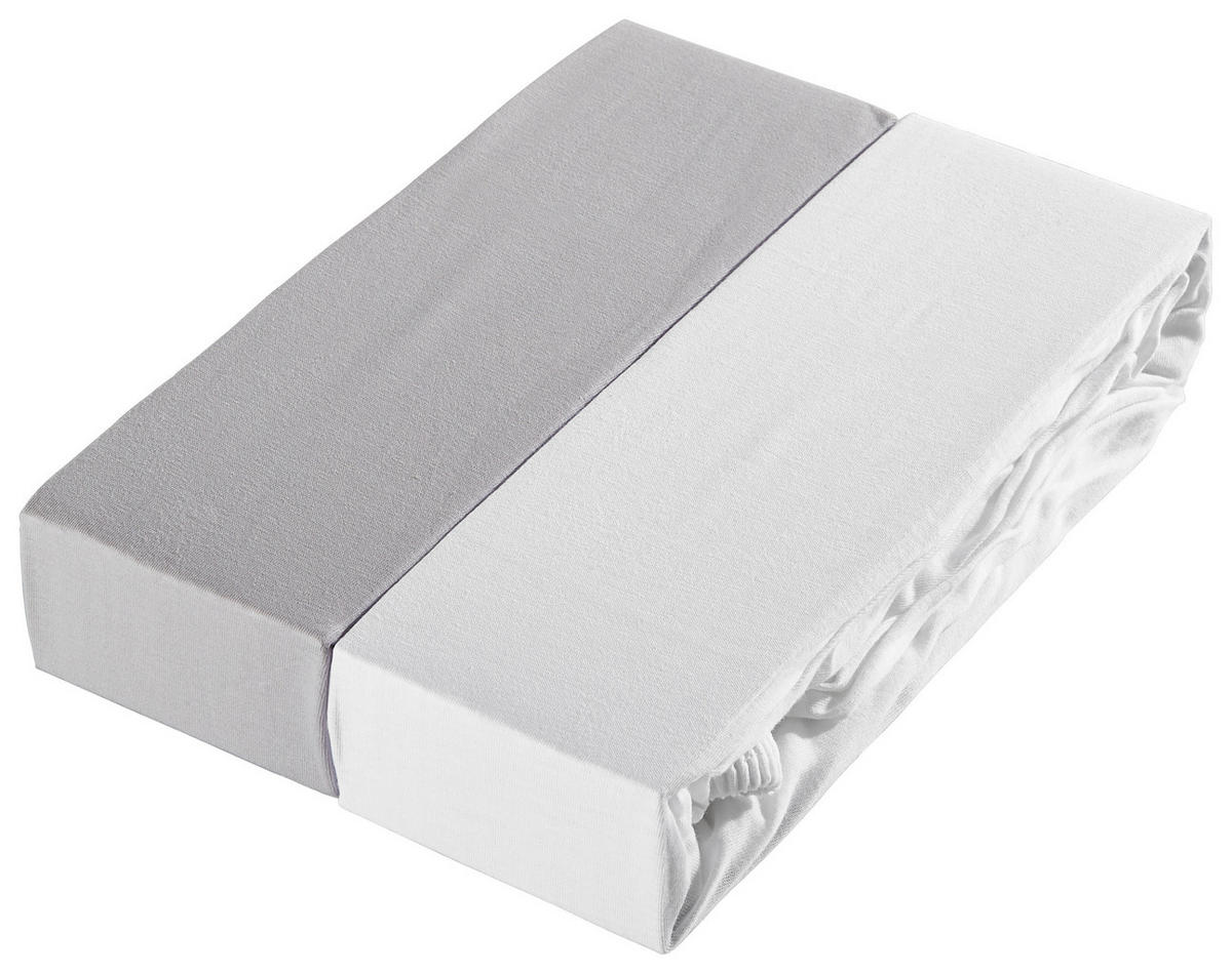 KINDERSPANNBETTTUCH 2er Set 60-70/120-140 cm   - Hellgrau/Weiß, Basics, Textil (60-70/120-140cm) - My Baby Lou