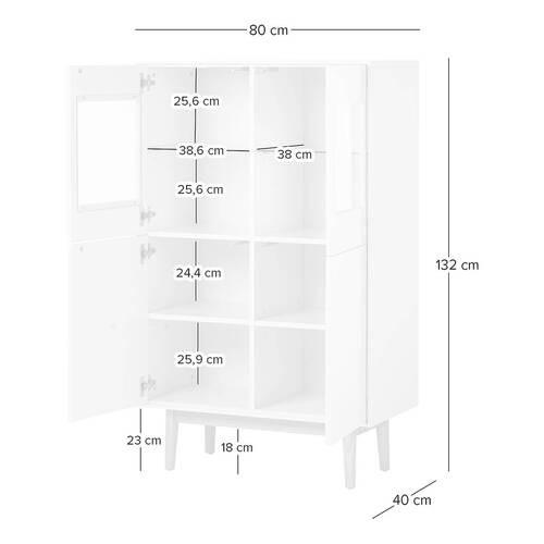 VYSOKÁ KOMODA, dub, biela, farba duba, 80/132/40 cm - biela/prírodná farba, Design, drevo/kompozitné drevo (80/132/40cm) - home24