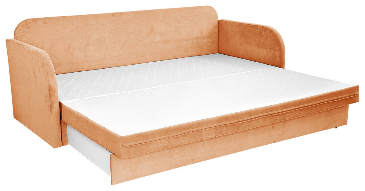 SCHLAFSOFA in Flachgewebe Aprikose  - Aprikose/Schwarz, Design, Kunststoff/Textil (203/77/86cm) - MID.YOU