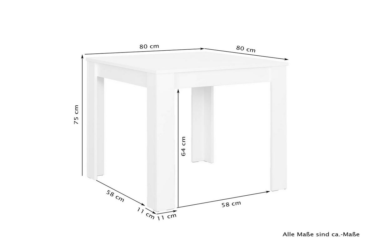 ESSTISCH 80/80/75 cm Nachbildung  Holzwerkstoff in verschiedenen Größen erhältlich, in verschiedenen Holzdekoren erhältlich quadratisch Weiß  - Weiß, MODERN, Holzwerkstoff (80/80/75cm) - MID.YOU