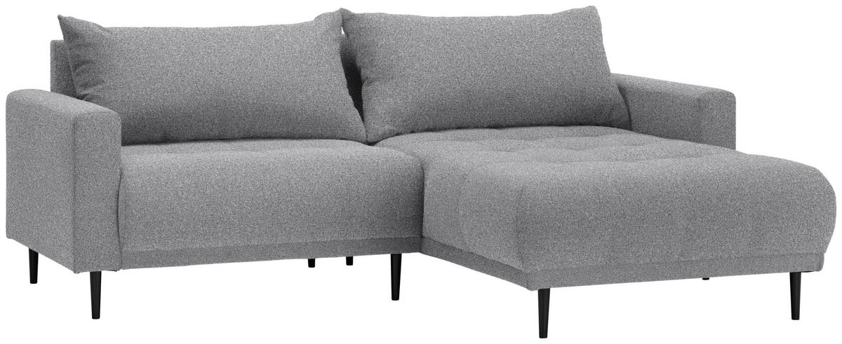 ECKSOFA in Flachgewebe Grau  160/215 cm  - Schwarz/Grau, Design, Holz/Textil (160/215cm) - Stylife