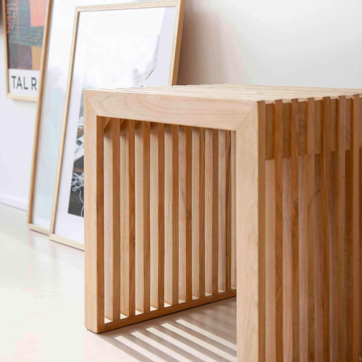 HOCKER in Holz Beigebraun  - Beigebraun, KONVENTIONELL, Holz (45/43/35cm) - MID.YOU