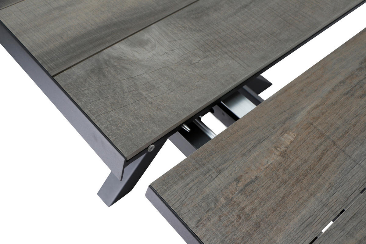 GARTENTISCH 160-200/90/77 cm Metall rechteckig  - Graubraun/Anthrazit, Basics, Keramik/Metall (160-200/90/77cm) - Siena Garden