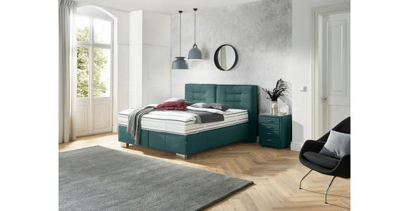 BOXSPRINGBETT 160/200 cm  in Petrol  - Chromfarben/Petrol, KONVENTIONELL, Textil (160/200cm) - Dieter Knoll