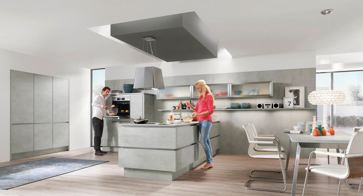 EINBAUKÜCHE 371  - Grau, Design, Holzwerkstoff - Celina