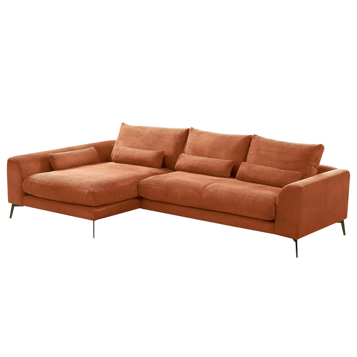 ECKSOFA Kupferfarben Cord Nierenkissen, Rückenkissen  - Schwarz/Kupferfarben, Design, Textil/Metall (172/313cm) - P & B