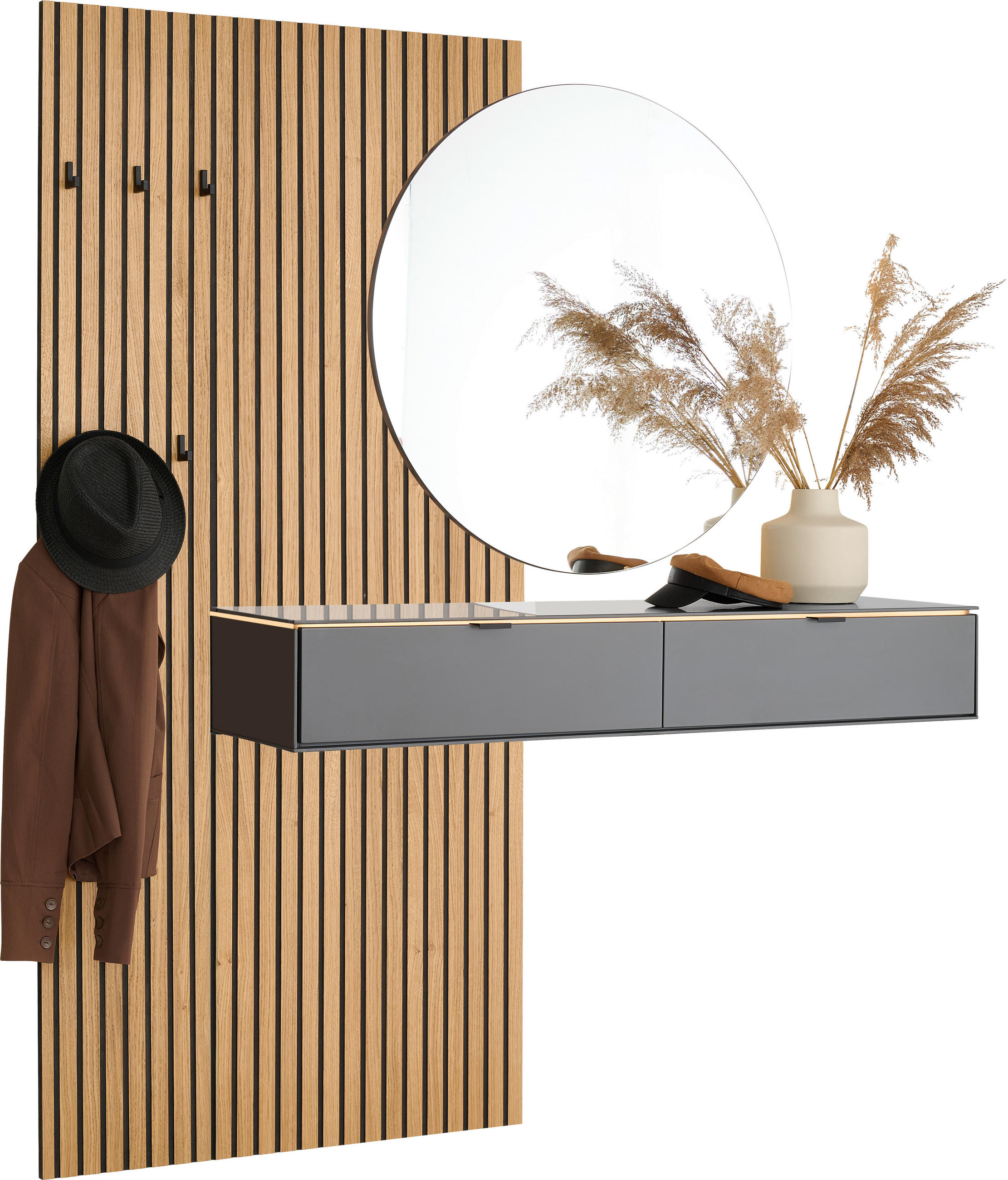 GARDEROBE  in 170/192/40 cm  - Anthrazit/Naturfarben, Design, Glas/Holz (170/192/40cm) - Dieter Knoll