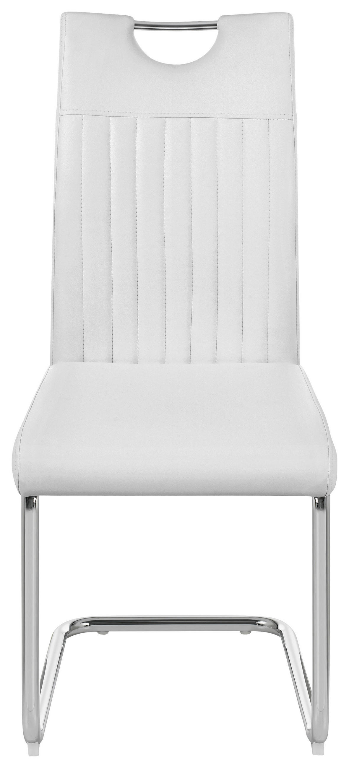 SZÁNKÓTALPAS SZÉK fém, textil fehér, krómszínű  - krómszínű/fehér, Design, textil/fém (43/96/58,5cm) - Carryhome