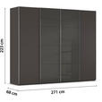 SCHWEBETÜRENSCHRANK 271/223/68 cm 4-türig Graphitfarben, Schwarz  - Chromfarben/Graphitfarben, KONVENTIONELL, Glas/Holzwerkstoff (271/223/68cm) - Novel