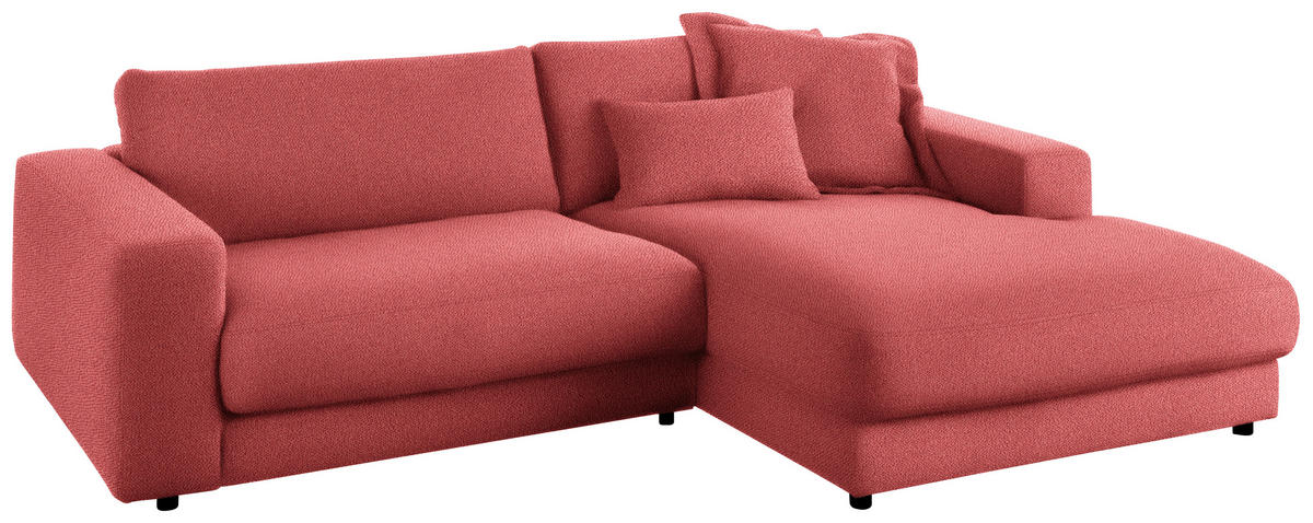 ECKSOFA in Flachgewebe Koralle  - Koralle/Schwarz, Design, Kunststoff/Textil (270/190cm) - Lomoco