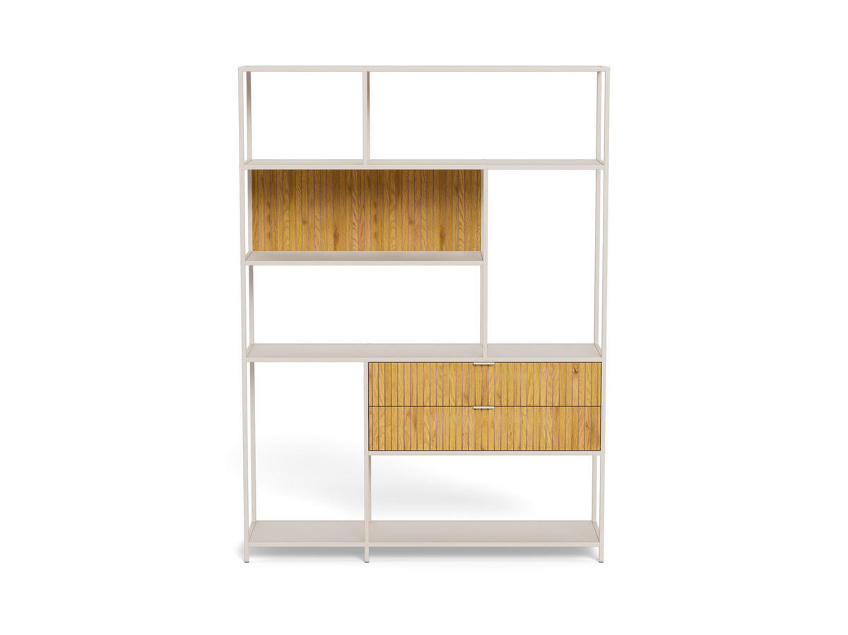 REGAL Grau, Wildeiche  - Wildeiche/Grau, Design, Holzwerkstoff/Metall (135/185/35cm) - Carryhome