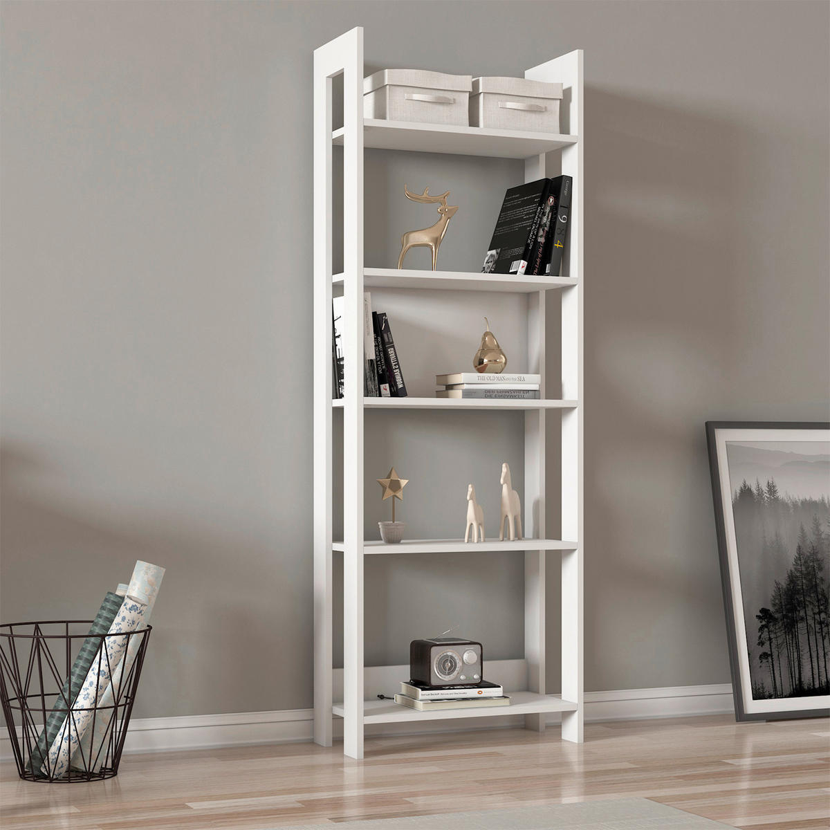 REGAL Weiß  - Weiß, Design, Holzwerkstoff (64/180/30cm) - Livetastic