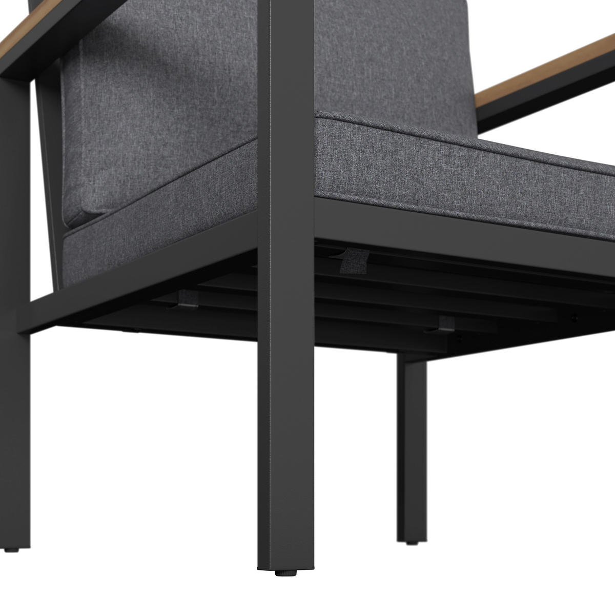 KERTI BÚTORSZETT 4 részes  - akáciaszínű/fekete, Konventionell, textil/fa (90/50/40cm) - Ambia Garden